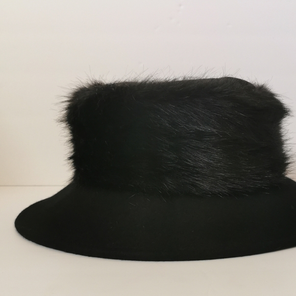 Vintage wide brim faux fur wool hat - Picture 7 of 10